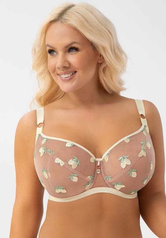G013 Citronella Gorsenia Reggiseno Soft per Taglie Grandi con Ricamo Limoni
