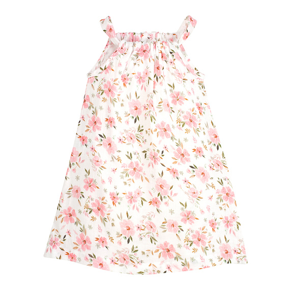 Abito in mussola senza spalline Flowers ecru Pinokio con stampa floreale