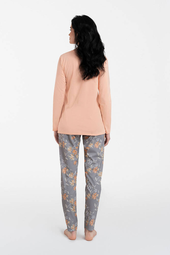 Kasali Pigiama e pantaloni a maniche lunghe da donna Moda italiana - salmone/stampa