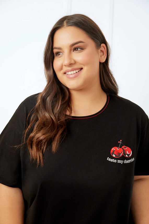 Cherry Pigiama da donna a maniche corte, pantaloni corti Moda italiana - nero/stampa