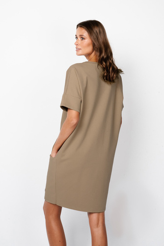 Karina Tunica da donna a maniche corte Italian Fashion - cammello