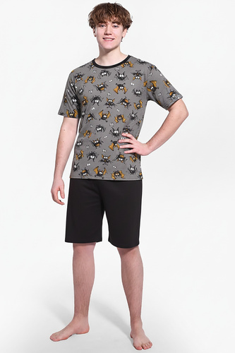 133/53 Bat F&Y pigiama giovanile Cornette grigio - cotone, manica corta