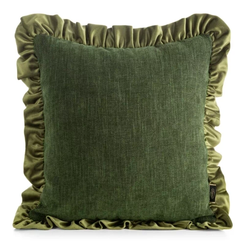 Eurofirany Elvara federa decorativa 45x45 in velluto con volant - oliva
