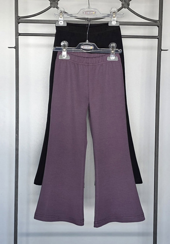 Bambarillo Chill Pantaloni a Zampa per Bambini in Cotone Elastico Prugna
