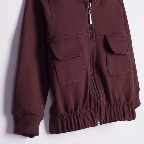 226274 Nicol HANIA Felpa bomber da ragazza in cotone marrone scuro