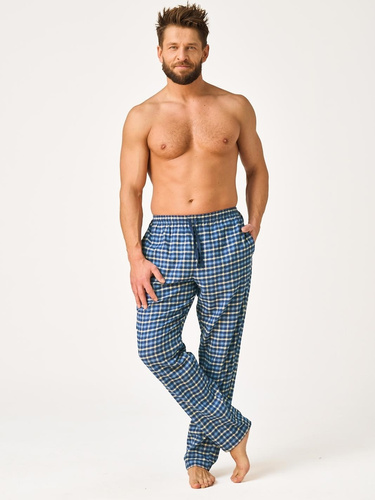 Pantaloni pigiama uomo Key MHT 404 jeans in flanella 100% cotone