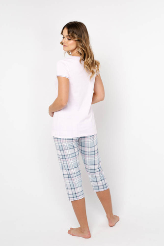 Pigiama da donna Glamour a maniche corte e pantaloni 3/4 Moda italiana - rosa/stampa