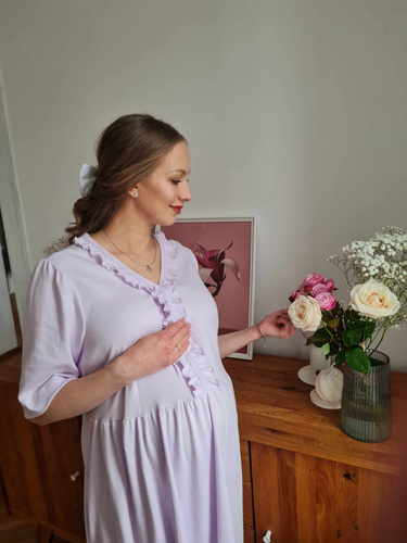 34NA Camicia da notte Natalie Marija - 100% cotone, maternità e allattamento, con balze