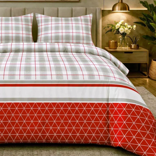 31516/1 Biancheria da letto natalizia in flanella Flanelove Darymex grigio rosso- set 100% cotone, caldo e morbido