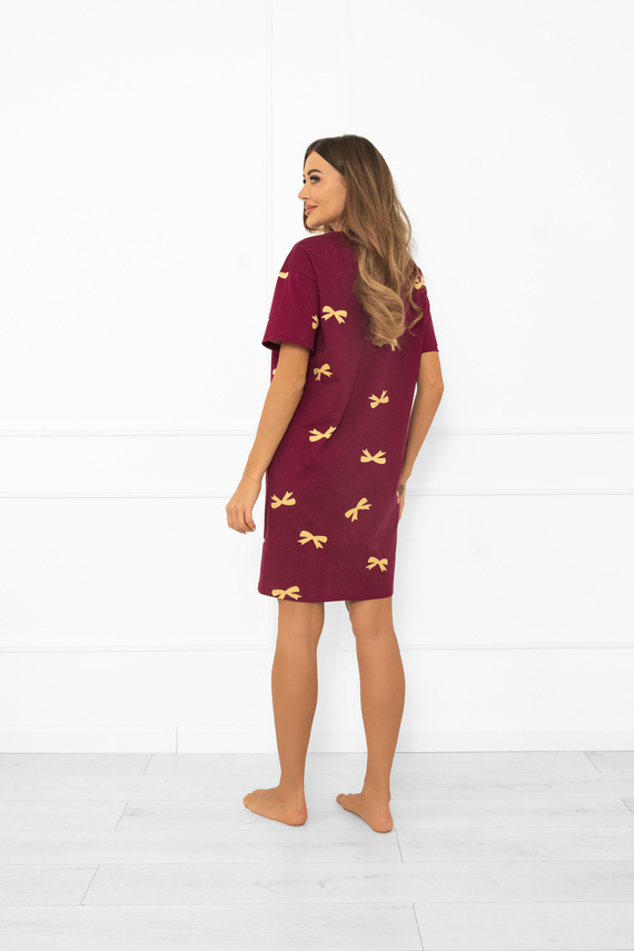 Kwadro Camicia da notte da donna Moda italiana - cotone, manica corta, con fiocchi