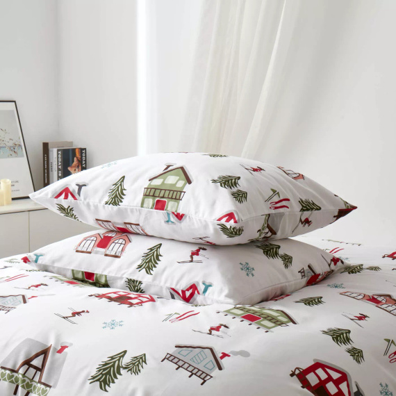 Sci Natale biancheria da letto in raso di cotone Spod Igły i Nitki bianco rosso verde - elegante e morbido