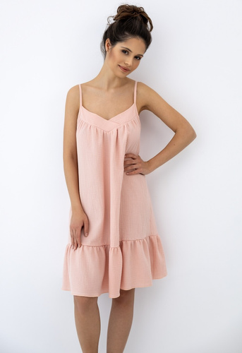 Camicia da notte Sabrina Sensis salmone mussola 100% cotone leggera