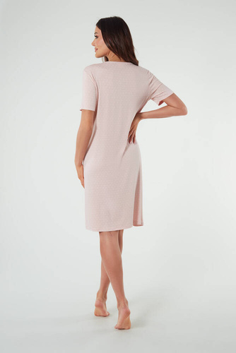 Puntini Camicia da notte da donna, manica corta Moda italiana - rosa cipria