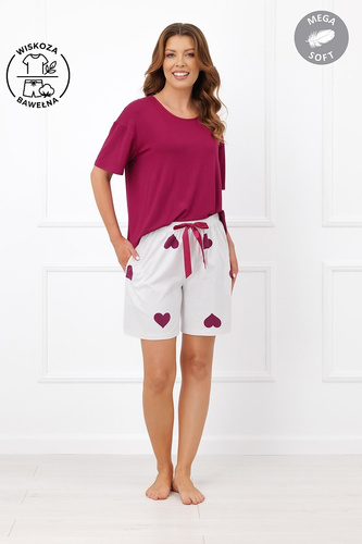 Italian Fashion Kioga Pigiama donna in viscosa Mega Soft pantaloncini cuori
