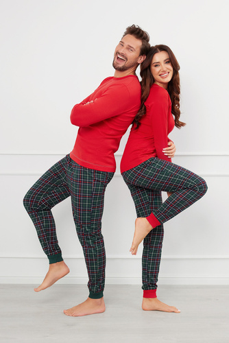 Fogo Pigiama uomo manica lunga, pantaloni lunghi Moda italiana - rosso/stampa