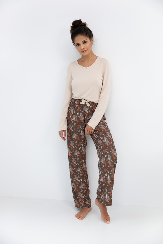 Pigiama da donna Shelby Sensis - viscosa, maglietta a maniche lunghe e pantaloni a fantasia