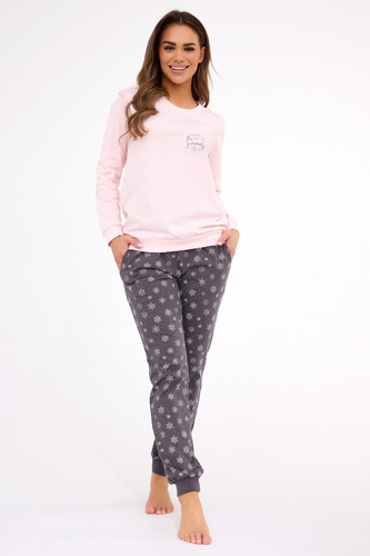 163/461 Neve Pigiama donna Cornette rosa cotone, manica lunga | Comfort e stile invernale