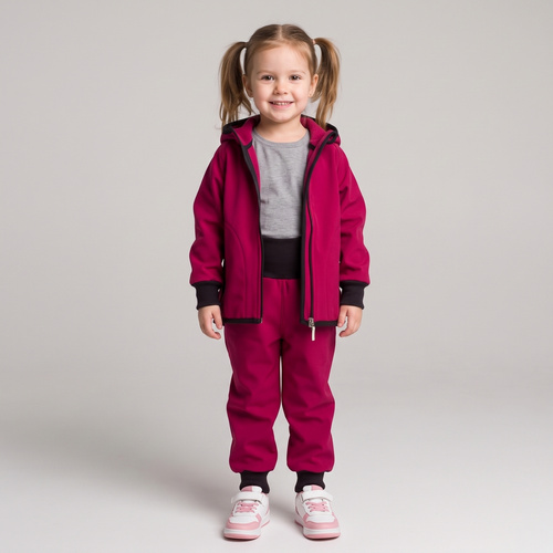Nicol Pantaloni softshell bambini 229051 con pile, vita alta, polsini - bordeaux