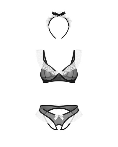 Obsessive Naughty Maid Completo Sensuale da Cameriera Nero con Pizzo