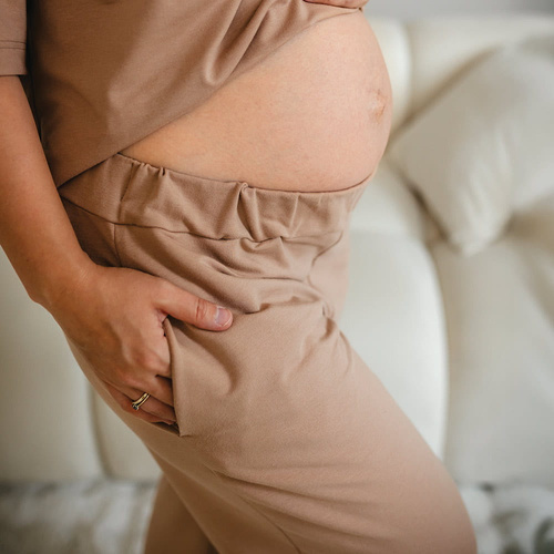 Eevi for Women Pantaloni da donna in felpa beige - Allentati, Cotone + Modal, Comodi