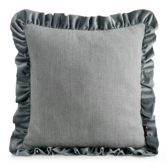 Eurofirany Elvara federa decorativa 45x45 in velluto con balza - argento