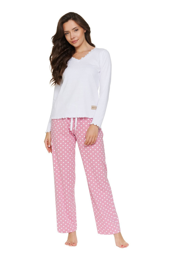 Pigiama donna Doctor Nap 7538 in cotone, lunga, a righe bianco-nero