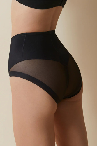 907 Selene Control slip modellante nero a vita alta in tulle