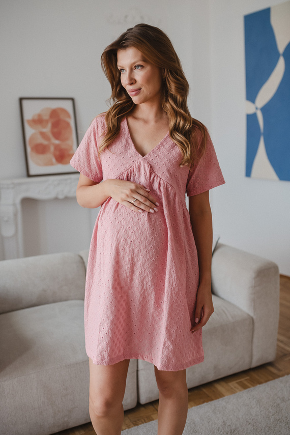 Flower Power Milk & Love Camicia da Notte Premaman e per Allattamento Boho Rosa Antico