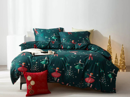 Ballet Christmas green microsatin bedding I25 Spod Igły i Nitki - morbido, liscio e resistente