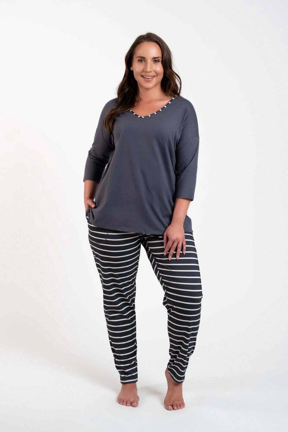 Betty Pigiama da donna manica 3/4, pantaloni lunghi Moda italiana - stampa grafite/grafite