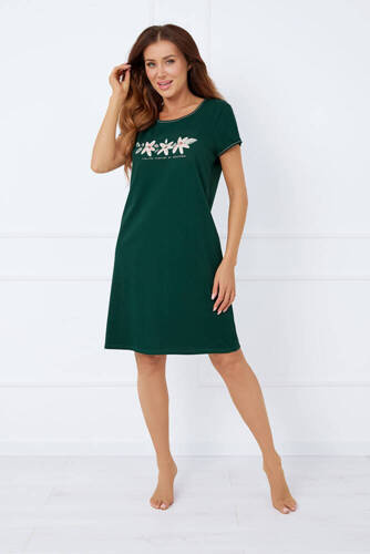 Camicia Florisa da donna a maniche corte Italian Fashion - verde scuro