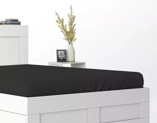 Lenzuolo con angoli in microsatin Poly Detexpol liscio e pratico black