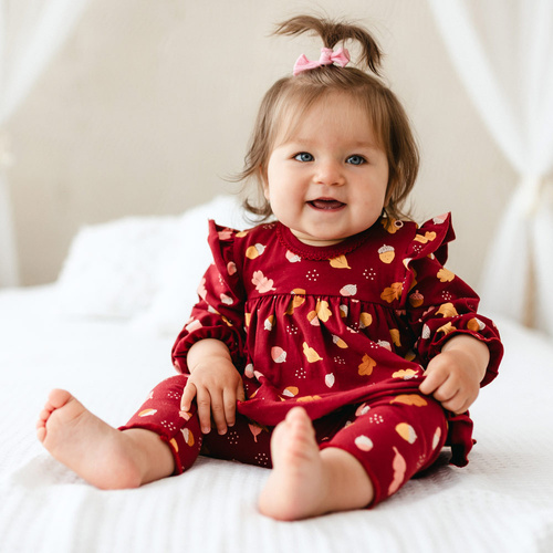 Fluffy Tails Body-dress baby Eevi - maroon, manica lunga
