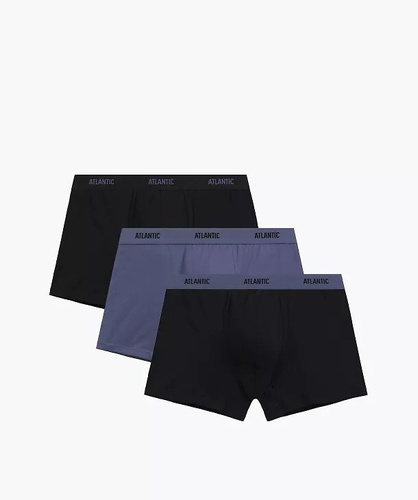 Boxer da uomo Atlantic 3MH-0111 A3 confezione da 3 nero-denim – 95% cotone, aderenti