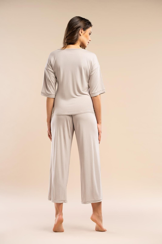 Pigiama donna MK34 Only You beige Belle Reverie - viscosa, manica corta, leggero e sensuale