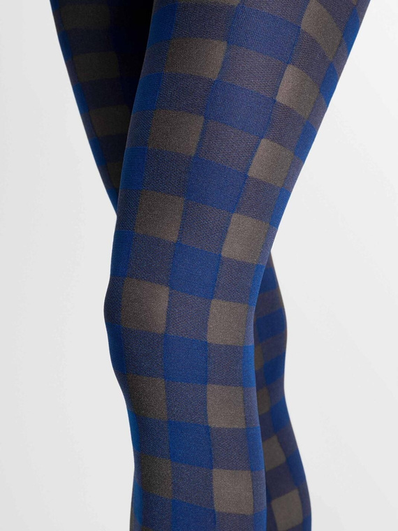 Fiore G6139 Indigo Collant da donna 40 DEN con motivo a quadri blu