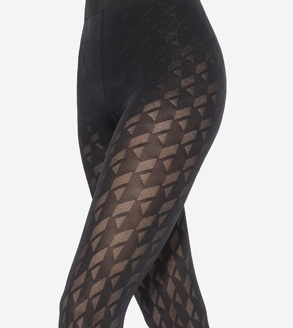 Loretta 155 Gatta collant donna - fantasia geometrica, 50 den, opaco - nero