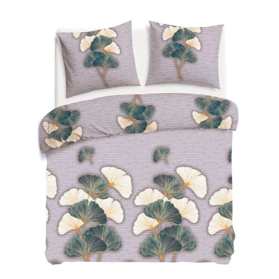 31510/2 Biancheria da letto Flannelove Darymex beige verde foglie di ginkgo - set, 100% cotone, caldo e morbido