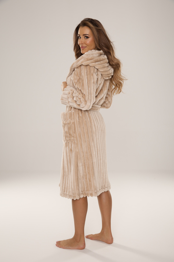 887 Sutton Accappatoio con cappuccio da donna De Lafense - caldo, morbido, soffice, sabbia