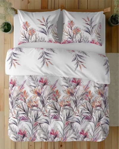5504 A Biancheria da letto in cotone Fiori tropicali Naturalis- Detexpol bianco