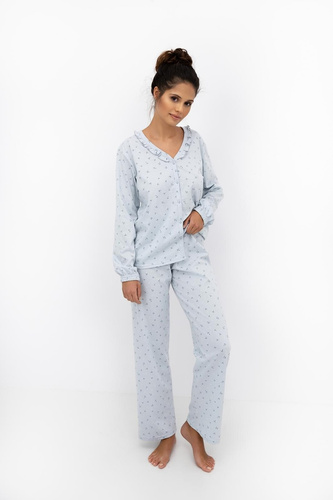 Pigiama donna Lucille II Sensis tortora - Pigiama in cotone con balze e bottoni