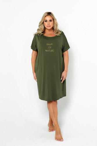 Natura Camicia da notte da donna, manica corta Moda italiana - kaki