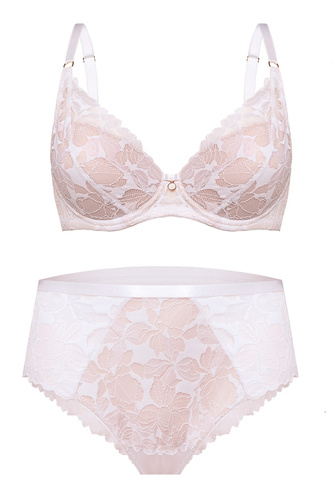 Reggiseno push-up Hanna BP20 Nipplex bianco, pizzo, ferretto, inserti removibili
