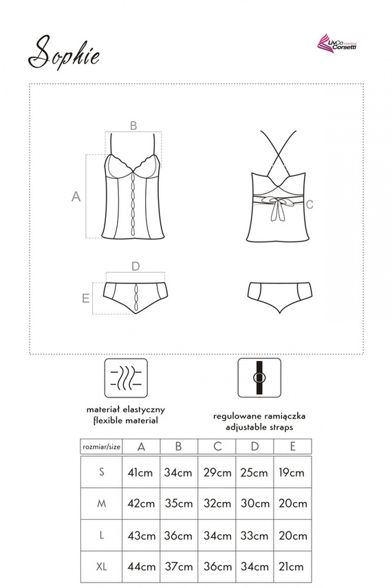 Sophie LC 13053 Set, chemise e perizoma LivCo Corsetti Fashion