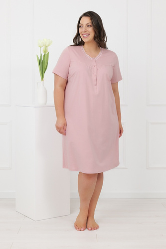 Hemaria Italian Fashion camicia da notte donna plus size in cotone rosa cipria