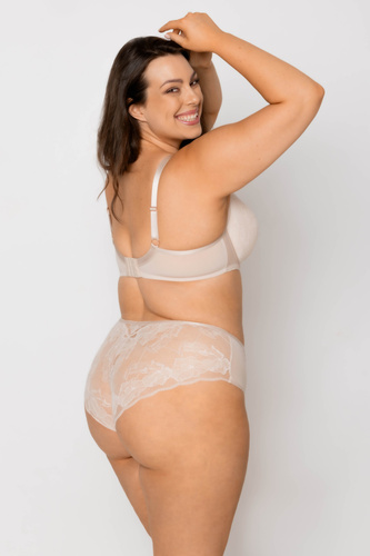 Mediolano Amelia 19201 Beige – slip donna a vita alta in pizzo e tulle