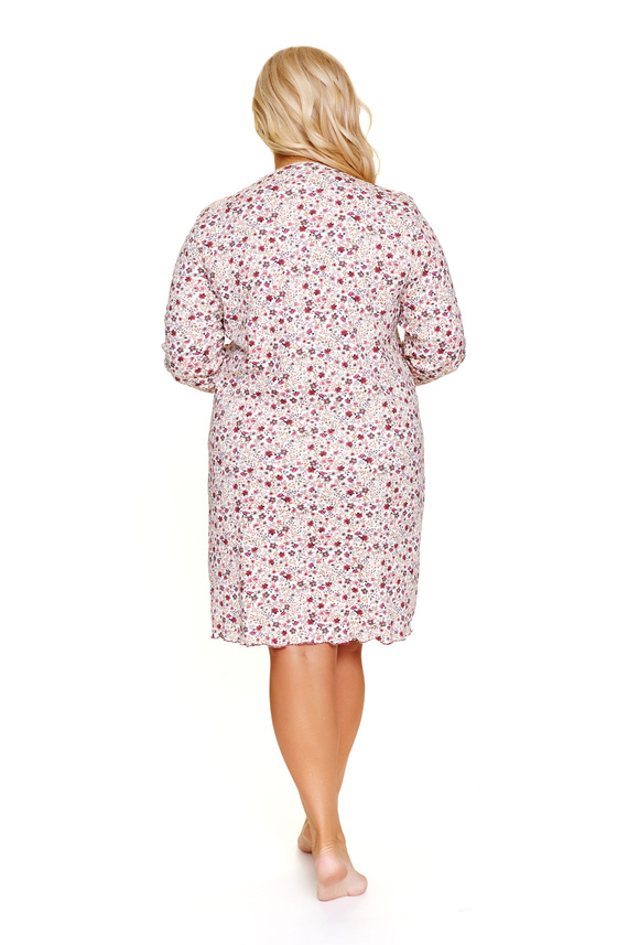 7308 Doctor Nap - Camicia da notte gravidanza e allattamento plus size | Cotone con elastan, produzione polacca - flores