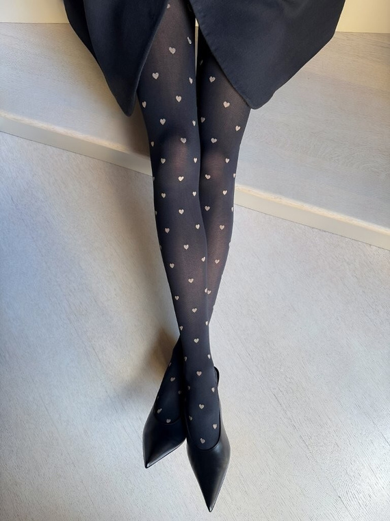 Veneziana Amore 40 DEN collant da donna a cuori in microfibra nero