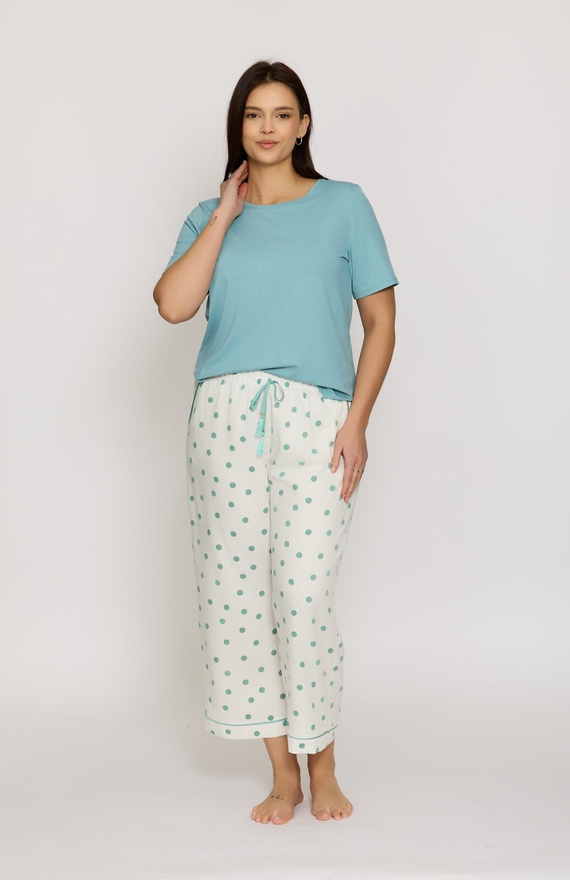 Pigiama Aria 2 PS82 Mefemi by Nipplex donna in viscosa a pois verde-milk