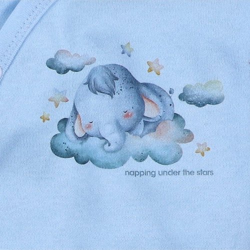 ABN-5603 Nini Little Dreamers - body a busta in cotone biologico per neonati blu - chiusure senza nichel, 100% sicurezza